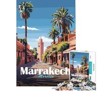 1000 Pieces Puzzles for Adults Marrakech Street Scene Jigsaw Puzzle Brain Teaser Game Analysis And Logic Unique Gifts for Birthday And Christmas (Size 38x26cm)