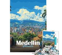 1000 Pieces Puzzles for Adults Medellin Cityscape Challenging To Complete Stress Reliever Educational Games for Age 14+ Game (38x52cm)