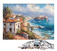 1000 Pieces Puzzles for Adults Mediterranean Beach Coastal Town Jigsaw Puzzles for Adults And Paper Puzzles Home Decoration 38x26cm/1000pcs