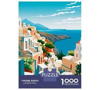 1000 Pieces Puzzles for Adults Mediterranean Village Seascape Jigsaw Puzzle Family Games Difficult Hard Unique Gifts for Birthday And Christmas 52x38cm/1000pcs