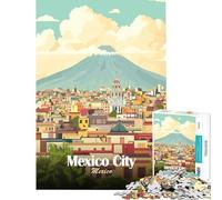 1000 Pieces Puzzles for Adults Mexico City Travel Poster for Educational Game Challenge Toy Hands-on Game Home Art Decor Secret Santa Gifts (Size 50x75cm)