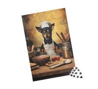1000 Pieces Puzzles for Adults - Miniature Pinscher Dog Chef Cute Puppy Funny Inspirational Wooden Jigsaw Puzzles for Family Activities Games