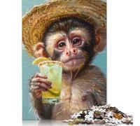 1000 Pieces Puzzles for Adults Monkey with A Margarita Cocktail Jigsaw Puzzles for Adults Woodenboard Puzzles Difficult And Challenge 1000pcs (75x50cm)