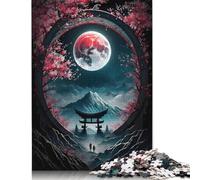 1000 Pieces Puzzles for Adults Moonlit Sakura Serenity Creative Square Jigsaw Puzzles for Adults, Wooden Puzzles Home Decoration Jigsaw Puzzles 1000pcs (75x50cm)