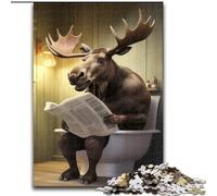 1000 Pieces Puzzles for Adults Moose Reading Newspaper Jigsaw Puzzles for Adults 1000 Home Decor Gift, Brain Teaser Game (Szie 50x75 cm)