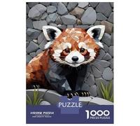 1000 Pieces Puzzles for Adults Mosaic Red Panda on Stone Wall Puzzles for Adults Toy Wall Decor Wall Decoration Parent-child Interaction 52x38cm/1000pcs