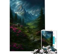 1000 Pieces Puzzles for Adults Mountain Landscape with Flowers And Path Brain Teaser Game Toys Educational Games Birthday Gifts Analysis And Logic (Size 38x26cm)