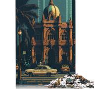 1000 Pieces Puzzles for Adults Mumbai Pixel Art Creative Square Jigsaw Puzzles for Adults, Wooden Puzzles Home Decoration Jigsaw Puzzles 38x26cm/1000pcs