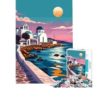 1000 Pieces Puzzles for Adults Mykonos Greece Seaside Art Brain Intelligence Challenge Addictive Toys Fun Games Family Activities Secret Santa Gifts (Size 38x26cm)