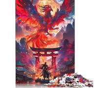 1000 Pieces Puzzles for Adults Mystery Phoenix In Torii Square Puzzle for Adults & Wooden Puzzles Home Decor 1000pcs (75x50cm)