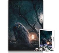 1000 Pieces Puzzles for Adults Mystic Owl at Full Moon Enjoy Cozy Calm Downtime Hours Clean Cut Durable Play Craft Toy Size 50x75cm