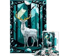 1000 Pieces Puzzles for Adults Mystical Deer in Crystalline Nocturnal Scene for Birthday, Chrismas Home Decoration Relaxing Games for And from 14 Years And over (50x75cm)