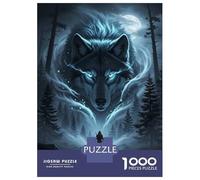 1000 Pieces Puzzles for Adults Mystical Wolf And Warrior in Forest Puzzles for Adults Toy Wall Decor Wall Decoration Parent-child Interaction 70x50cm/1000pcs