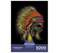 1000 Pieces Puzzles for Adults Native American Skull Art Print Jigsaw for Adults Family Games Difficult Challenge Unique Gifts for Birthday And Christmas 70x50cm/1000pcs