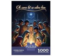 1000 Pieces Puzzles for Adults Nativity Scene Oh Come Let Us Adore Jigsaw Puzzle Hands-on Game Home Decoration Unique Gifts for Birthday And Christmas 38x26cm/1000pcs