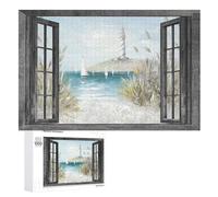 1000 Pieces Puzzles for Adults - Nautical Lighthouse Coastal Beach Ocean Sailboat Art Puzzle Christmas Perfect for Relaxation Activity Difficult Challenging Puzzles