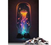 1000 Pieces Puzzles for Adults Neon Jellyfish Lava Lamp Creative Square Jigsaw Puzzles for Adults, Wooden Puzzles Home Decoration Jigsaw Puzzles 1000pcs (75x50cm)