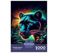 1000 Pieces Puzzles for Adults Neon Panther Wall Art Print-1 Jigsaw for Adults Family Games Difficult Challenge Unique Gifts for Birthday And Christmas 38x26cm/1000pcs