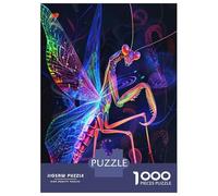 1000 Pieces Puzzles for Adults Neon Praying Mantis Puzzles for Adults Toy Wall Decor Wall Decoration Parent-child Interaction 38x26cm/1000pcs
