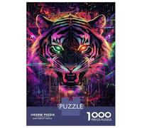 1000 Pieces Puzzles for Adults Neon Tiger Fury Jigsaws for Adults Relax Games Enhance Memory Unique Gifts for Birthday And Christmas 52x38cm/1000pcs
