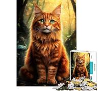 1000 Pieces Puzzles for Adults Norwegian Forest Cat in Forest Toy Intellectual Game Educational Games But Fun And Humorous Secret Santa Gifts (size 38x26cm)