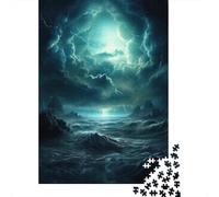 1000 Pieces Puzzles for Adults Ocean Storm Lightning Puzzles for Adults Toy Wall Decor Wall Decoration Parent-child Interaction 38x26cm/1000pcs