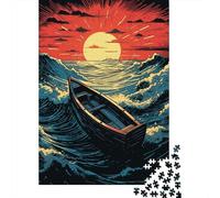 1000 Pieces Puzzles for Adults Ocean Waves Sunset Boat Puzzles for Adults Hands-on Game But Fun And Humorous Parent-child Interaction 38x26cm/1000pcs