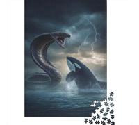 1000 Pieces Puzzles for Adults Ocean's Epic Battle Snake Vs. Orca! Jigsaw for Adults Anti-Stress Toys Difficult Hard Difficult And Challenge 52x38cm/1000pcs