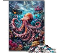 1000 Pieces Puzzles for Adults Octopus in The Ocean Wooden Jigsaw 50X75CM Perfect for Family Fun on Christmas, Thanksgiving, Birthdays & Easter