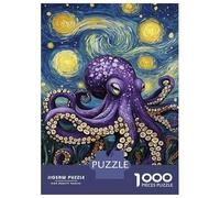 1000 Pieces Puzzles for Adults Octopus Under Starry Skies -1 Jigsaws for Adults Relax Games Enhance Memory Unique Gifts for Birthday And Christmas 52x38cm/1000pcs