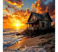 1000 Pieces Puzzles for Adults - Old Beach Cottage Wooden Jigsaw Puzzle - Perfect Interlocking Clear Printing - Adults Educational Puzzle