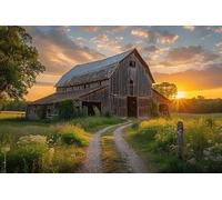 1000 Pieces Puzzles for Adults - Old Country Barn Family Puzzle to Enjoy Adult Decompression Education Gift for DIY Intellective Educational Game Gift for Girls Boys