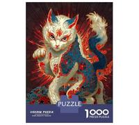 1000 Pieces Puzzles for Adults Ornate Cat Illustration with Asian Motifs Puzzles for Adults Toy Wall Decor Wall Decoration Parent-child Interaction 52x38cm/1000pcs