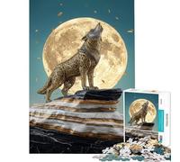 1000 Pieces Puzzles for Adults Ornate Wolf Howling at The Moon Challenging To Complete Stress Reliever Educational Games for Age 14+ Game (38x26cm)