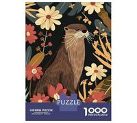 1000 Pieces Puzzles for Adults Otter in Floral Paradise Jigsaw Puzzle Family Games Difficult Hard Unique Gifts for Birthday And Christmas 70x50cm/1000pcs