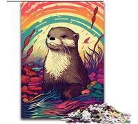 1000 Pieces Puzzles for Adults Otter Rainbow Difficult Puzzles for Adults size 50x75cm Family Game Night Fun, DIY Decorative Artwork