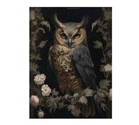 1000 Pieces Puzzles for Adults - Owl Sitting On A Branch with Flowers Funny Boxed Puzzles,Challenging and Relaxing Gifts Idea for Puzzle Enthusiasts