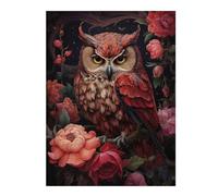 1000 Pieces Puzzles for Adults - Owl Sitting On A Branch with Flowers Funny Boxed Puzzles,Challenging and Relaxing Gifts Idea for Puzzle Enthusiasts