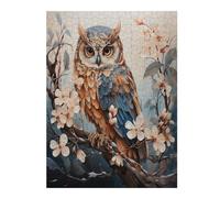 1000 Pieces Puzzles for Adults - Owl Sitting On A Branch with Flowers Funny Puzzle Unique Difficult and Challenge Large Puzzle Game Toys Gift