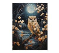 1000 Pieces Puzzles for Adults - Owl Sitting On A Branch with Flowers Puzzle Challenging Educational Toys Gifts for Home Decor Family Activities