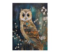 1000 Pieces Puzzles for Adults - Owl Sitting On A Branch with Flowers Wooden Jigsaw Puzzle - Perfect Interlocking Clear Printing - Adults Educational Puzzle
