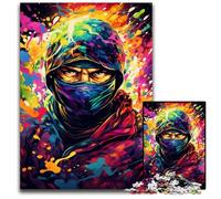 1000 Pieces Puzzles for Adults Painting of Colorful Ninjas Wooden Jigsaw Puzzles for Adults Fun at Home Activities Birthday Present Travel Gifts 1000 PCS(75x50cm)