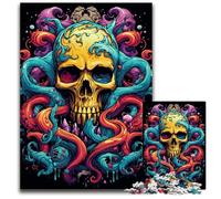 1000 Pieces Puzzles for Adults Painting of Colorful Skull Octopus Difficult Puzzles for Adults Relax & Challenge Colorful Home Decor Art for Friends 1000 PCS(75x50cm)