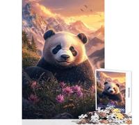 1000 Pieces Puzzles for Adults Panda in Mountain Flowers Fun Family Connection Activity Memorable Christmas Giftsing Option (38x52cm)