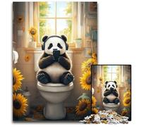 1000 Pieces Puzzles for Adults Panda on The Toilet Puzzle Educational Games, Enhance Love between Couples for Age 14 Years Up 26X38CM