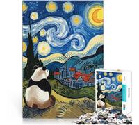 1000 Pieces Puzzles for Adults Panda Starry Night Lernspiel-Herausforderungsspielzeug einzigartiges Herausforderungsspiel52x38cm