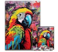 1000 Pieces Puzzles for Adults Parrot Graffiti Painting Puzzles for Adults Brain Teaser Game for Teenagers, Perfect 26X38CM/10.23x14.96inch