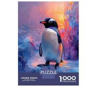 1000 Pieces Puzzles for Adults Penguin on Ice with Colorful Background Puzzles for Adults Toy Wall Decor Wall Decoration Parent-child Interaction 70x50cm/1000pcs