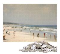 1000 Pieces Puzzles for Adults People at The Beach Scene Painting Jigsaw Puzzles for Adults And Wooden Puzzles Home Decoration 1000pcs (75x50cm)