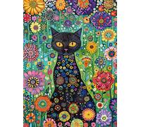 1000 Pieces Puzzles for Adults - Petals and The Midnight Cat Art Best Challenging Puzzles for Cognitive Workout - Safe Eco-Friendly - Most Popular Leisure Activities